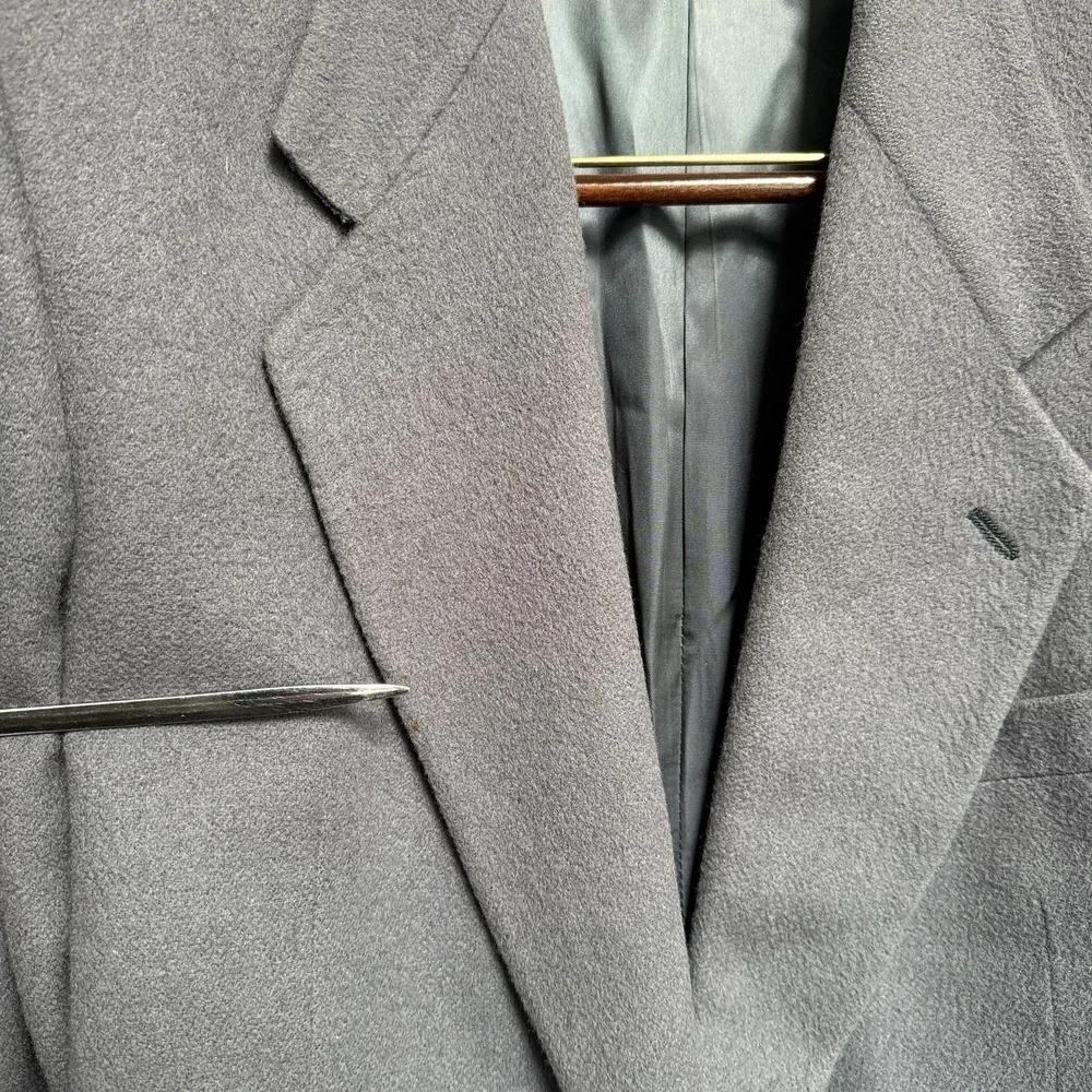 Vintage Terzo Uomo Blazer Mens 40R Gray Camel Hair Sport Coat‎ 2 Button USA